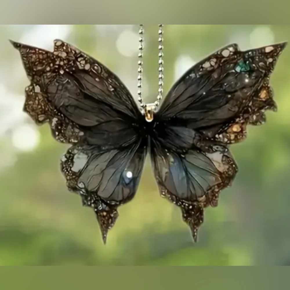 Butterfly Resin Unique, in Black a Keychain, Bag Charm, or Zipper Pull 🦋